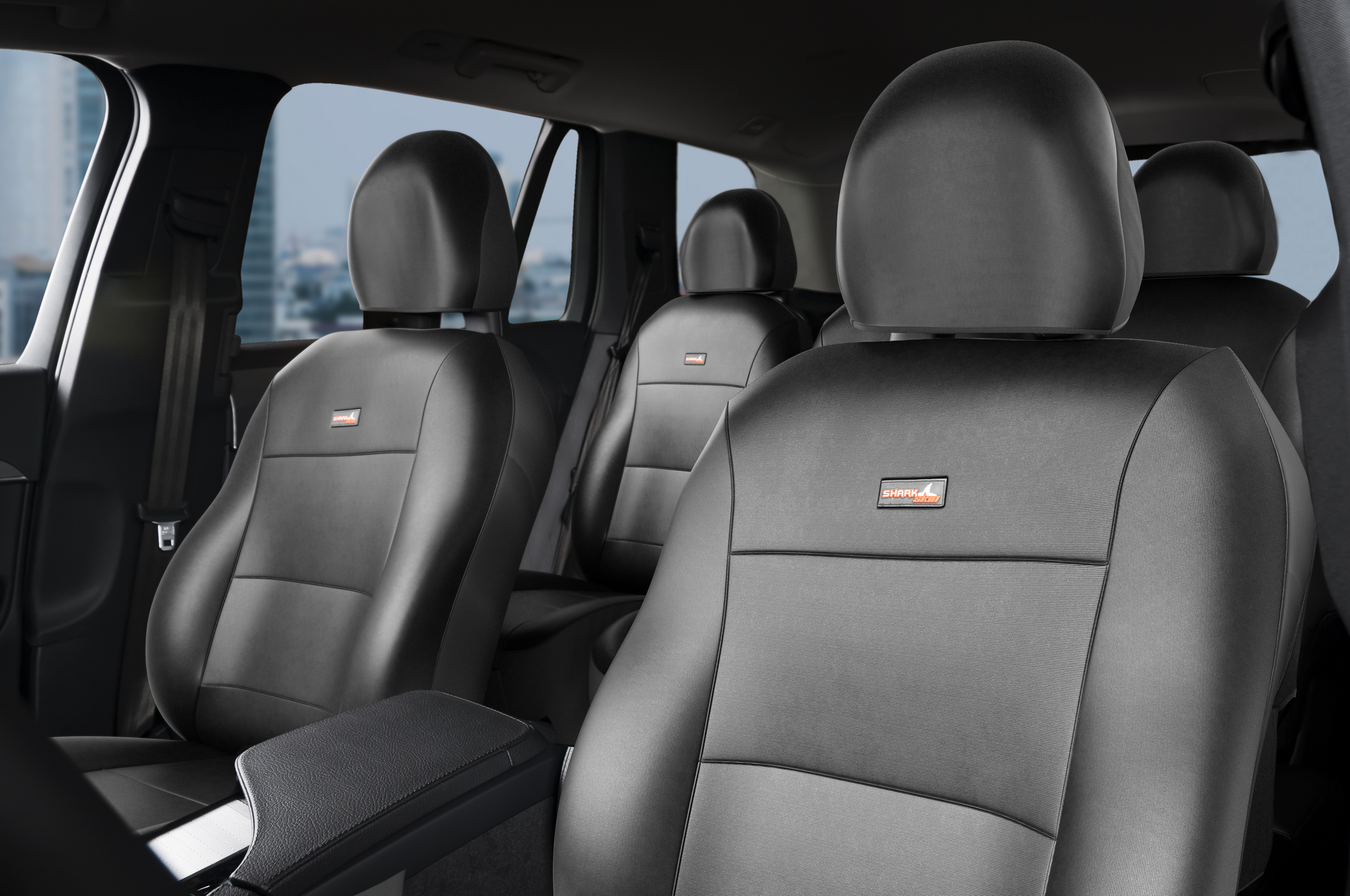 Sharkskin Neoprene Universal Front Seat Covers - Black