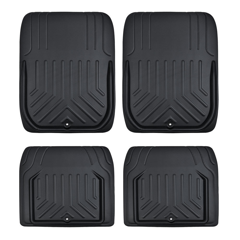 Sharkskin Stripe 4-Piece Faux Leather Floor Mat Set