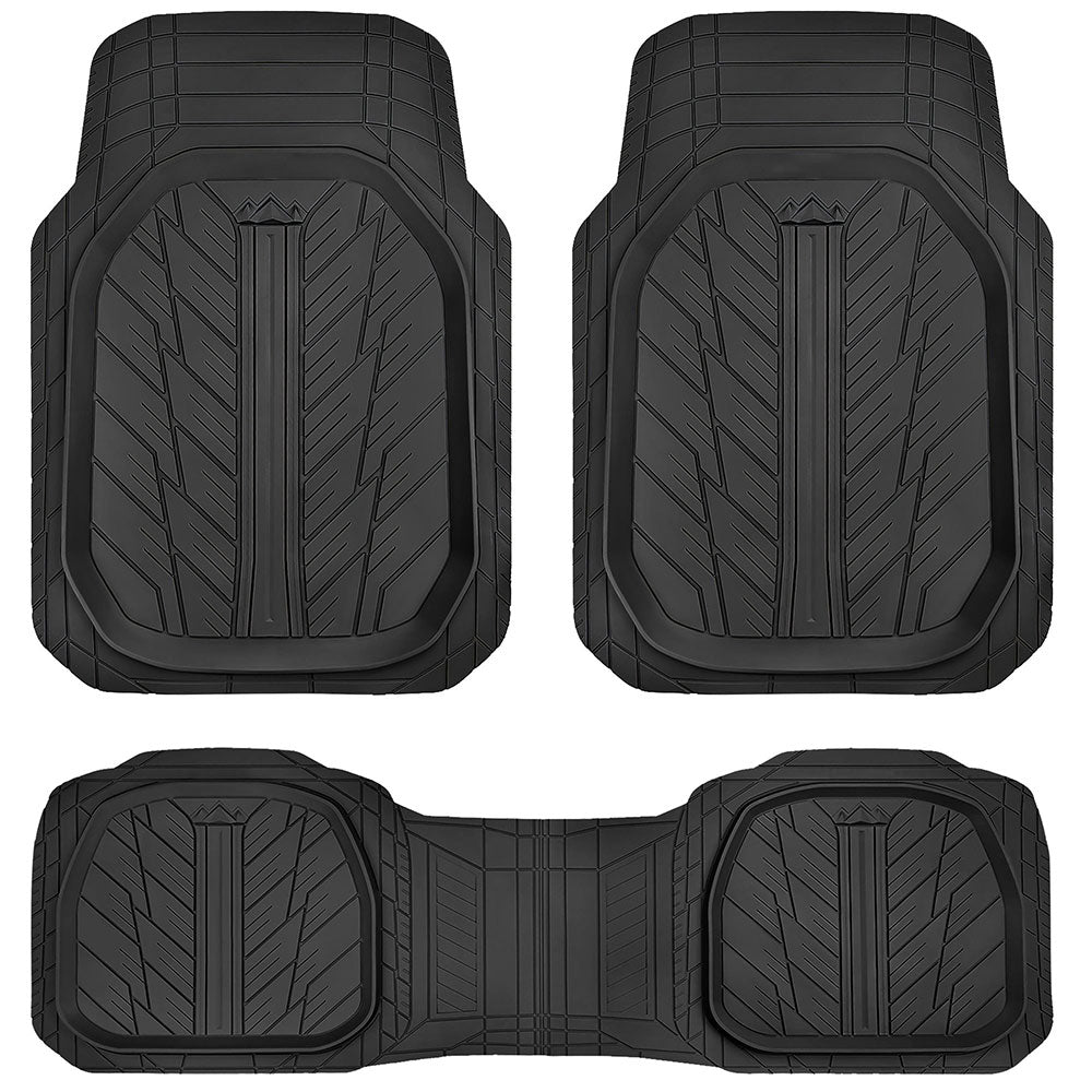 Sharkskin Tyre 3-Piece PVC Black Floor Mat Set